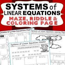 Linear Equations Fun Math Activities