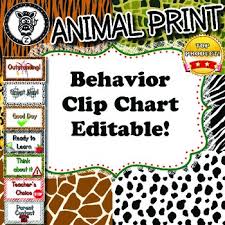 Behavior Chart Animal Print Zisforzebra Editable