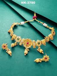 nk 3790 gold designer necklaces set