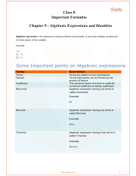 Cbse Class 8 Maths Chapter 9 Algebraic Expressions And