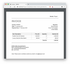 generate ecommerce purchase invoice pdf