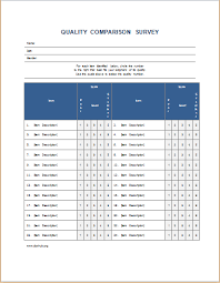 Quality Comparison Survey Form For Ms Word Document Hub