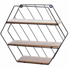 Modern Shelf Of Metal Wire And Wood