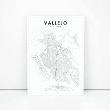 wall art decor vallejo map print travel