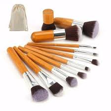 11 pieces bamboo makeup brush set
