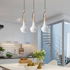 Wood Lamp Kitchen Pendant Light White
