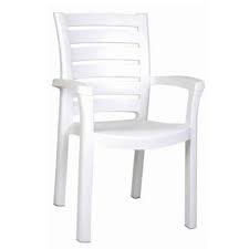 35 5 Snow White Resin Solid Stackable Weather Resistant Dining Arm Chair