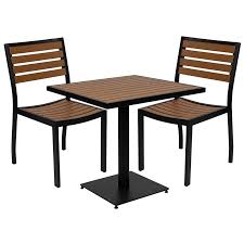 Outdoor Faux Teak Table With 2 Chair