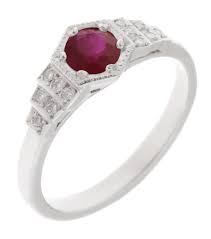 The level of fine detail that went into this ring is truly breathtaking. Art Deco Hexagon Round Ruby Ring
