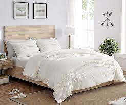 3 pc ivory cotton tufted duvet cover