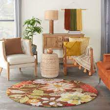 botanical contemporary round area rug