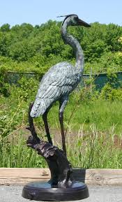 Blue Heron Bronze Sculpture Tk 57220