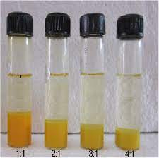 Figure 1. Biosynthesized CdS nanoparticles by Bacillus licheniformis with  different ratios of cadmium chloride and sodium sulfide 1:1, 2:1, 3:1 and  4:1 respectively : Study on Biological Synthesis of Cadmium Sulfide  Nanoparticles