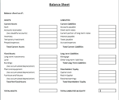 Printable Balance Sheet Template Blank Accounting Templates Examples