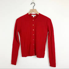 St John Sport Red Cashmere Cable Knit Cardigan 2