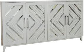 High end italian white fretwork mirrored sideboard. Crestview Collection Phoebe White Sideboard Cvfvr8229 Miskelly Furniture
