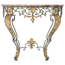French Wrought Iron Console With Marble
