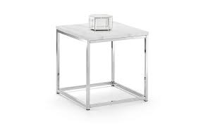Roma White Marble And Chrome Side Table
