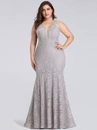 Trumpet Mermaid Lace V Neck Plus Size Prom Dresses In 2019