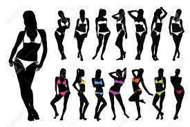 Silhouettes Of Beautiful Sexy Woman In Bikini Standing In Different Pose.  Royalty Free SVG, Cliparts, Vectors, and Stock Illustration. Image 62635038.