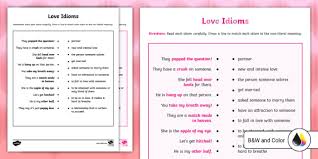 Love Idioms Activity Valentine S
