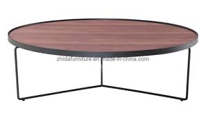 One Metal Base Wooden Top Coffee Table