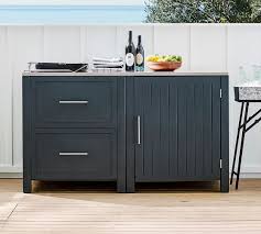 This transitional door complements a range of styles from modern to vintage. Indio Metal Outdoor Kitchen Two Drawer Single Door Cabinet Slate Pottery Barn