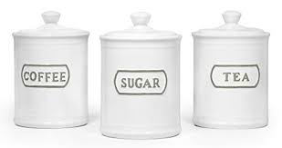 Script tea coffee sugar metal canister storage lid jar set kitchen dine decor uk. Tawches Canisters Sets For The Kitchen Airtight White Kitchen Canisters Set Of 3 For Coffee Tea Sugar Ceramic Canisters With Lids Tawc