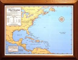 Framed Laminated Hurricane Tracking Chart With Dry Erase Pen