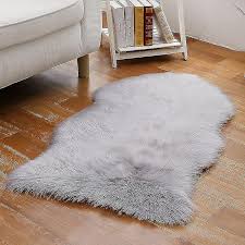 soft fluffy fur non slip faux sheepskin rug area rugs for chair cover seat pad size color 50x80cm grey