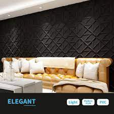 Art3dwallpanels 1 16 In X 19 7 In X 19 7 In Black 3d Pvc Wall Panel Decorative Wall Tile In 32 Sq Ft Box