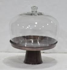 Glass Cake Cover With Metal Base Size