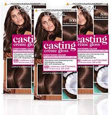 Vegetable dye is the longest. L Oreal Paris Casting Creme Gloss Semi Permanent Hair Dye Ammonia Free Formula Honey Infused Conditioner Glossy Finish Colour For Up To 28 Shampoos Pack Of 3 Colour 500 Medium Brown Amazon Co Uk Beauty