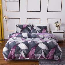 purple abstract geometry duvet cover