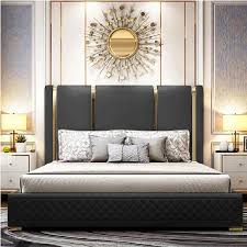King Size Bed In White Color And Black