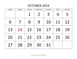 October 2019 Free Calendar Tempplate Free Calendar
