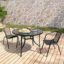 Black 105cm Round Garden Table Outdoor