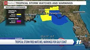 FRED TROPICAL STORM WARNING - YouTube