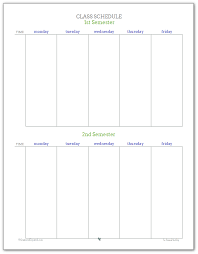 Student Planners Class Schedules And Reference Sheets