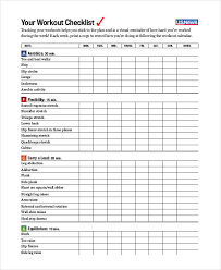 Workout Checklist Template 9 Free Word Pdf Format