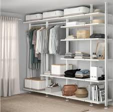 This wardrobe is open yet it creates privacy thanks to a fixed wall on one side and a sliding door on the other. Ikea Open Wardrobe