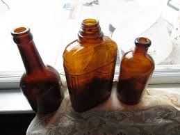 Antique Brown Amber Glass Bottles