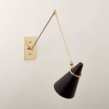 Polished Brass Swing Arm Wall Sconce Cb2
