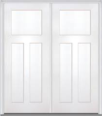 Mmi Door 64 In X 80 In Classic Left Hand Inswing Craftsman 3 Panel Painted Fiberglass Smooth Prehung Front Door With Brickmould Brilliant White