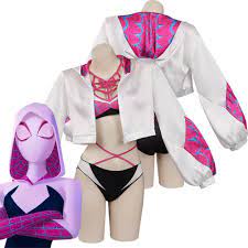 Spider-Man: Across The Spider-Verse Gwen Stacy Swimsuit Cosplay Costume  Bikini | eBay