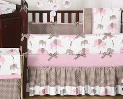 Pink Elephant 9 Piece Crib Bedding