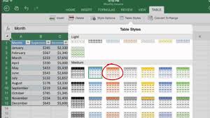 how to use tables in excel for ipad