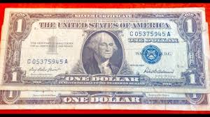 1957 Silver Certificate Us One Dollar Bill Blue Seal