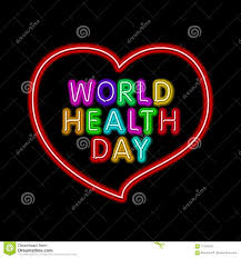 World Health Day Neon Vector Red Heart Stock Vector