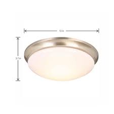 The motion sensor seems to work as expected and has not been a nuisance. Hampton Bay 13 In 360 Watt Equivalent Brushed Nickel Integrated Led Flush Mount With Frosted Glass Shade Hgv3011l 2 Bn The Home Depot